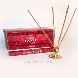 Индийские Ароматические благовония Роза Масала (Flora Rose Masala Incense) 8 штук HEM
